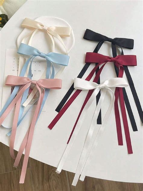 Satin Hair Bows with Metal Clips and Tassels 